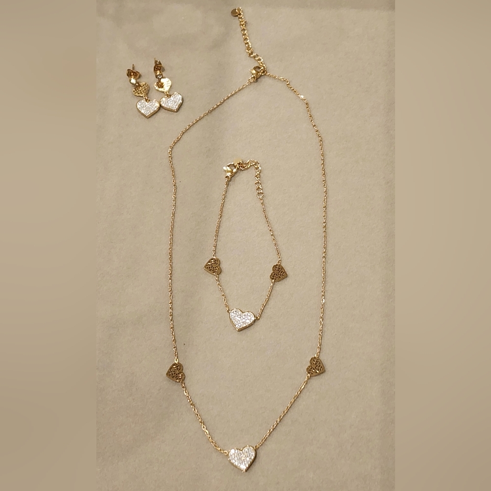 Gold Heart Jewelry 4pc Set